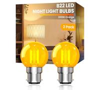 2W B22 Bayonet LED Night Light Bulb, G40 Vintage Orange Decorative Light Bulbs 2000K Warm Amber,Large Bayonet Low Watt Bulbs for Baby Nursery & Sleep, Non-Dimmable 2-Pack (150lm, AC220-240V)