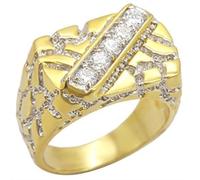 2W050 - Gold+Rhodium Brass Ring with AAA Grade CZ in Clear, Metal, No Gemstone