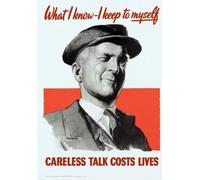 2W51 Vintage WWII What I Know I Keep To Myself Careless Talk Security Wartime War Poster WW2 - A3 (432 x 305mm) 16.5" x 11.7"