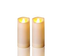 2WDECOR 2-Pack Waterproof Outdoor Battery Operated Flameless Candles with Timer, Realistic Flickering Plastic Electric Slim LED Pillar Lights for Birthday Wedding Christmas Decor Gifts 2x5 Inches