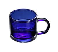 2WFYJNITP Everyday Use Colorful Double Wall Glass Cups, Borosilicate Teacups Coffee Mugs with Handle, 250ML for Ice Tea(Sapphire Blue)