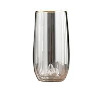 2WFYJNITP Everyday Use Double Wall Drinking Glasses, 12 Oz Clear Borosilicate Glass Cup with Gold Rim and Mountain Bottom for Ice Tea