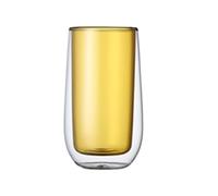2WFYJNITP Everyday Use Double Wall Glass Tumbler, 9.5oz Colorful Borosilicate Highball Cups for Cold & Hot Drinks for Ice Tea(Amber)