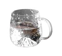 2WFYJNITP Everyday Use Snowflake Embossed Glass Mug with Mountain Bottom, 16.5oz Clear Borosilicate Glasses Christmas Cup with Handle for Ice Tea