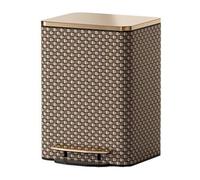 2WFYJNITP Kitchen Bin Modern Luxury Stainless Steel Trash Can with PU Leather Outer Layer, Step Pedal with Soft Close Lid, Handle and Inner Bucket for Home Office Garbage Can(Brown-small grid,21L)