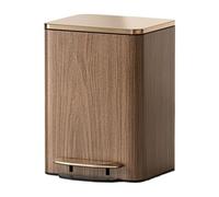 2WFYJNITP Kitchen Bin Modern Luxury Stainless Steel Trash Can with PU Leather Outer Layer, Step Pedal with Soft Close Lid, Handle and Inner Bucket for Home Office Garbage Can(Bruin,15L)