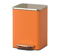 2WFYJNITP Kitchen Bin Modern Trash Can with Lid, Stainless Steel Step Garbage with PU Leather Outer Layer, Soft Close Pedal Wastebasket Bin with Removable Inner Bucket Garbage Can(Orange,15L)