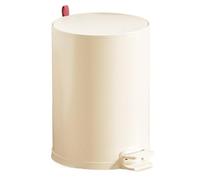 2WFYJNITP Kitchen Bin Round Stainless Steel Trash Can Garbage Bin with Soft Close Lid & Step Foot Pedal and Removable Inner Bucket, 8/10/15 Liter Garbage Can(Milk white,M)