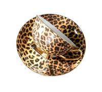 2WFYJNITP Tea Cups Personalized Leopard Bone China Premium Coffee Cup European Luxury Afternoon Tea and Saucer Set Ceramic Home Use for Latte