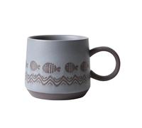 2WFYJNITP Tea Cups Vintage Stoneware Coffee Cup Wavy Striped Fish Breakfast Oatmeal Mug 450ml for Latte