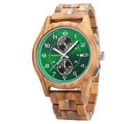 2win Luxury Men's Wooden Watch Multifuctional Chronograph Military Imported Movement Watch with Date Display Luminous Stylis, Olivewood