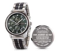 2win Men Personalized Engraved Wooden Watches for Husband Fashion Multifunction Birthday Anniversary Stainless Steel & Wood Watches, A-TO MY HUSBAND