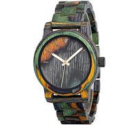 2win Men's Colorful Wooden Watches Casual Handmade Unique Quartz Couple Wristwatch Anniversary Watch for Men Women, Wooden Strap