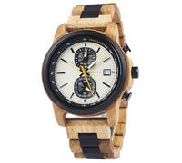 2win Wooden Watch for Men Luxury Chronograph Military Quartz Wrist Watch Date Display Stylish Natural Watch Unique Gift for Him, Champagne