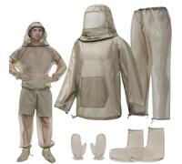 2win2buy Mosquito Bug Suit for Men Women, 2/4 Pcs Full Body Mosquito Net Suit, Beige Suit, XXL