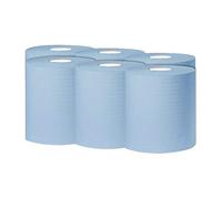 2Work 1-Ply Centrefeed Roll 300m Blue (Pack of 6) - KF03803