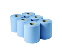 2Work 135mm Blue 3-Ply Centrefeed Roll (Pack of 6) - 2W00083