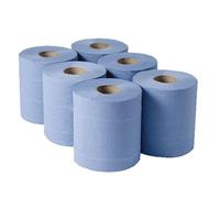 2Work 2-Ply Centrefeed Roll 150m Blue (Pack of 6) KF03805