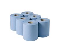 2Work 3-Ply Centrefeed Roll 135m Blue (6 Pack)