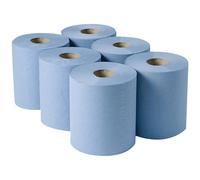 2Work 3-Ply Centrefeed Roll 135M Blue (Pack Of 6) 2W00083