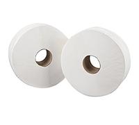 2Work Jumbo Toilet Roll 2-Ply White 92mmx410m Core 76mm (Pack of 6) 2W70203