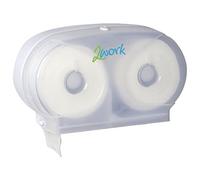 2Work Micro Twin Toilet Roll Dispenser White 2W06438