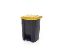 2Work Pedal Bin with Coloured Lid 50 Litre Grey/Yellow