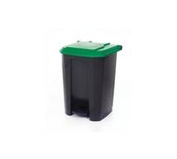 2Work Pedal Bin with Coloured Lid 50L Grey/Green 380x410x560mm 2W10772