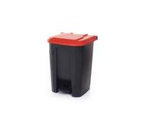 2Work Pedal Bin with Coloured Lid 50L Grey/Red 380x410x560mm 2W10770