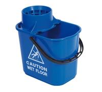2Work Plastic Mop Bucket With Wringer 15 Litre Blue