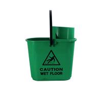 2Work Plastic Mop Bucket with Wringer 15 Litre Green CNT00066