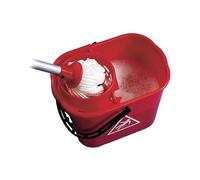 2Work Plastic Mop Bucket with Wringer 15 Litre Red 102946RD+ free finchley refill pen