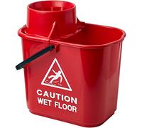 2Work Plastic Mop Bucket with Wringer 15 Litre Red CNT00684