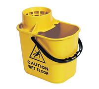 2Work Plastic Mop Bucket With Wringer 15 Litre Yellow CNT00691