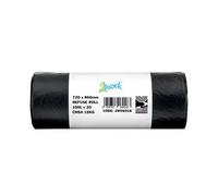 2Work Refuse Sack 100L 20 Bags per Roll, Pack of 10 Black BR100