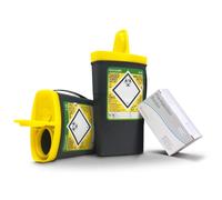 2x 0.45L Sharps Waste Bin Container Pre-Injection Disposal Kit +100pc Wipes | Twin Pack Compact Travel Kit, Isopropanol Wipes Included, Ideal for Needles, Syringes, Lancets, Scalpels, Medical Sharps