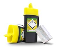 2x 0.6L Sharps Waste Bin Container Pre-Injection Disposal Kit + 100pc Wipes | Twin Pack Compact Travel Kit, Isopropanol Wipes Included, Ideal for Needles, Syringes, Lancets, Scalpels, Medical Sharps