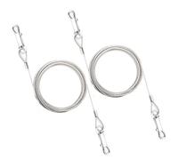 2x 1.8m - Tie Out Cable for Dogs - PVC Cover, Heavy Duty - Dog Chains for Outdoor Use with Anchor Stake, Training Lead Cables - Ideal for Small & Medium Dogs (6ft (SILVER), Pack of 2)