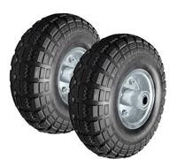 2x 10" 4.10/3.50-4" Flat Free Solid Tire and Wheel with 20mm Axle Bore Hole 50mm Offset Hub Replacement (Pair) Puncture Proof Wheel for Carts Wagon Trolley Hand Truck or Sack Truck