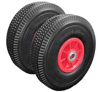 2x 10 Inch Heavy Duty Sack Truck Wheel, Solid Rubber Puncture Proof Hand Trolley Cart Wheels Replacement 4.10/3.50-4 Wheel 16mm Bore with Roller Bearings - Pair of Wheels