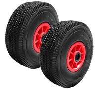 2x 10 Inch Heavy Duty Sack Truck Wheel, Solid Rubber Puncture Proof Hand Trolley Cart Wheels Replacement 4.10/3.50-4 Wheel 20mm Bore with Needle Bearings - Pair of Wheels