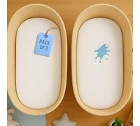 2x 100% Waterproof Moses Basket Mattress Protector with 155 GSM Terry Towelling Fabric - Soft, Non-Noisy & Non-Allergenic Fitted Sheet (35 X 75 cm) (2 X Moses Basket Mattress Protectors)