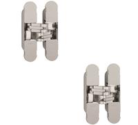 2x 100 x 22mm Adjustable Medium Duty Concealed Hinge Bright Nickel Internal Door