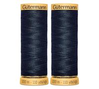 2X 100m Gutermann 100% Natural Cotton Machine and Hand Sewing Thread, Night Blue 5412 - Bundled by GetInStyle Shop