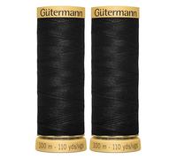 2X 100m Gutermann 100% Natural Cotton Thread for Sewing and Quilting, Black - Bundled by GetInStyle Shop