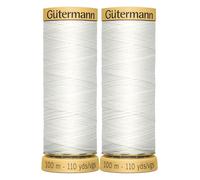 2X 100m Gutermann 100% Natural Cotton Thread for Sewing and Quilting, White - Bundled by GetInStyle Shop