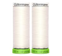 2X 100m Gutermann Sew-All 100% Recycled Polyester Thread, Bridal White 111