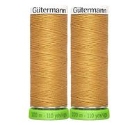 2X 100m Gutermann Sew-All 100% Recycled Polyester Thread, Colour 968 Jeans Gold - Bundled by GetInStyle Shop