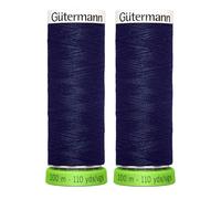 2X 100m Gutermann Sew-All 100% Recycled Polyester Thread, Navy Blue 310 - Bundled by GetInStyle Shop