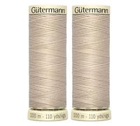 2X 100m Gutermann Sew-All Polyester Thread for Hand or Machine Sewing, Beige Bone 0722 - Bundled by GetInStyle Shop